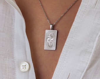 Sterling Silver Snake Pendant Necklace: Minimalist Serpent Jewelry
