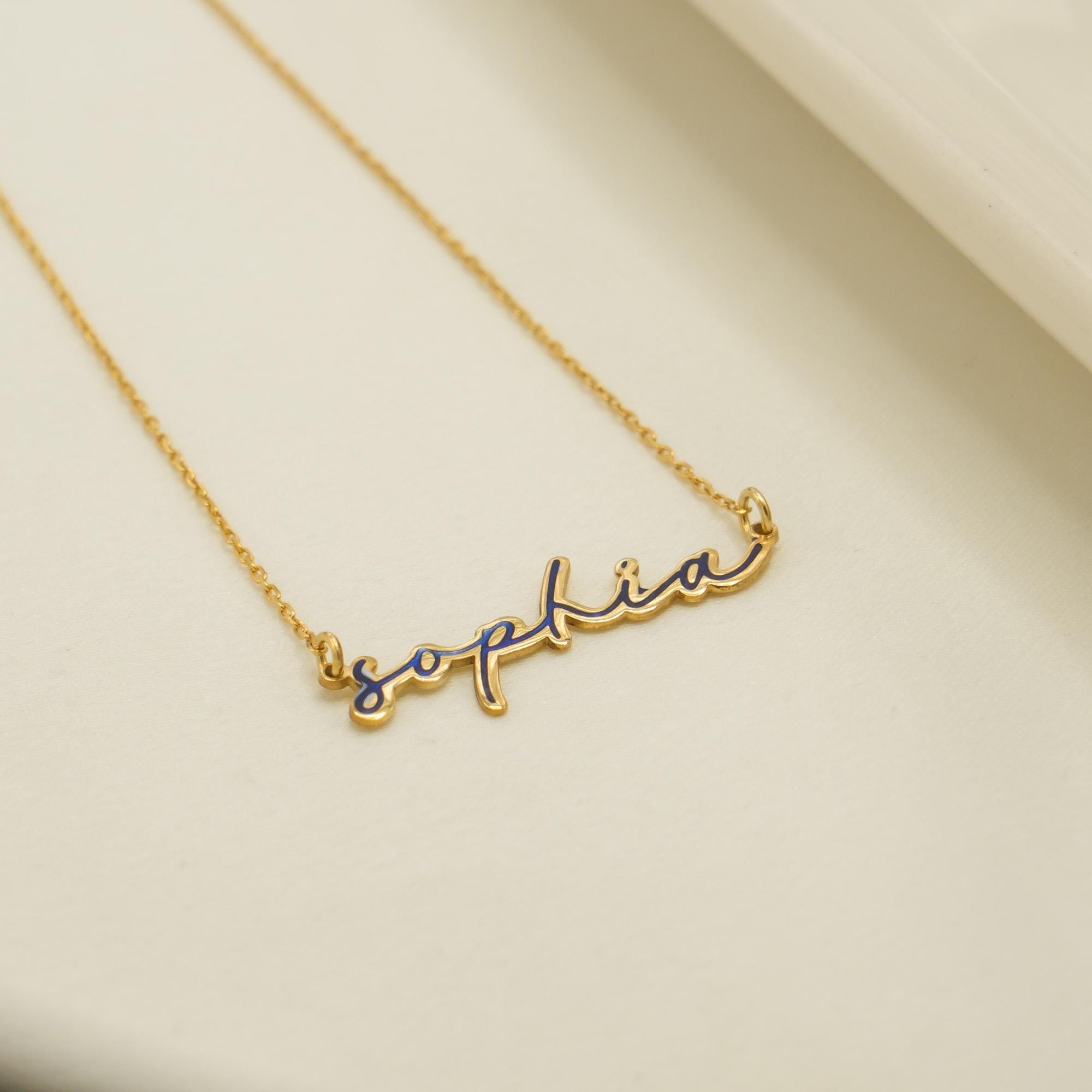 Custom Colorful Name Necklace, Gold Name Necklace, Personalized Special Name Jewelry, Gift for Birthday