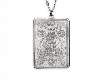 Sterling Silver Mermaid Pendant Necklace - Siren Seawoman Jewelry