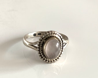 Oval Moonstone 925 SILVER RING Size 54 Dainty Finger Ring Filigree Boho Ring Gemstone Solitaire Women's Ring
