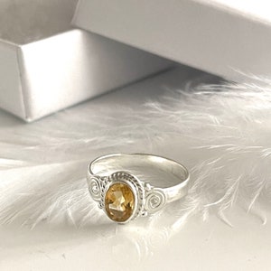 Cocktail Engagement Ring Citrine 925 SILVER RING Size 55 Natural Faceted Stone Ring Solitaire Cocktail Ring for Women image 6