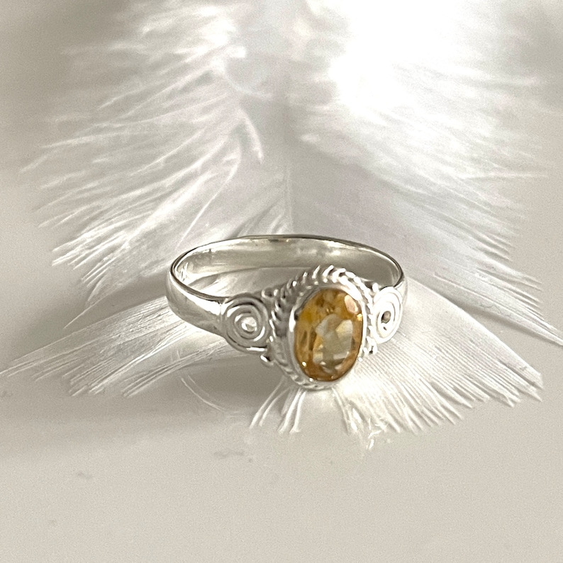Cocktail Engagement Ring Citrine 925 SILVER RING Size 55 Natural Faceted Stone Ring Solitaire Cocktail Ring for Women image 8