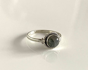 Rainbow Labradorite Silver Ring Size 54 Silver Ring 925 Stamped Real Jewelry Modern Unique Ring for Women