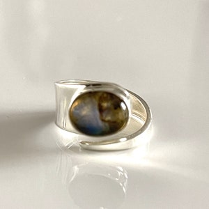 Fantastic labradorite 925 SILVER RING Rainbow stone ring Adjustable open silver ring with real gemstone Elegant retro women's ring