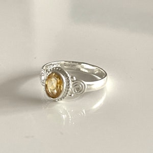 Cocktail Engagement Ring Citrine 925 SILVER RING Size 55 Natural Faceted Stone Ring Solitaire Cocktail Ring for Women image 2