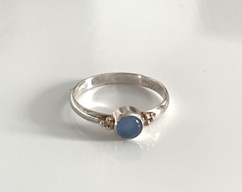 Sky blue chalcedony 925 SILVER RING real jewelry size 56, 57 Classic statement ring Minimalist dainty women's ring