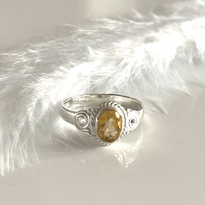 Cocktail Engagement Ring Citrine 925 SILVER RING Size 55 Natural Faceted Stone Ring Solitaire Cocktail Ring for Women image 5