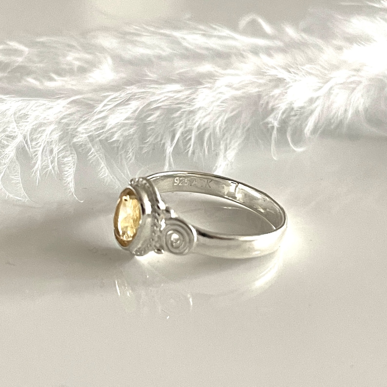 Cocktail Engagement Ring Citrine 925 SILVER RING Size 55 Natural Faceted Stone Ring Solitaire Cocktail Ring for Women image 4