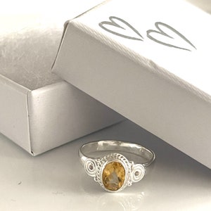 Cocktail Engagement Ring Citrine 925 SILVER RING Size 55 Natural Faceted Stone Ring Solitaire Cocktail Ring for Women image 3