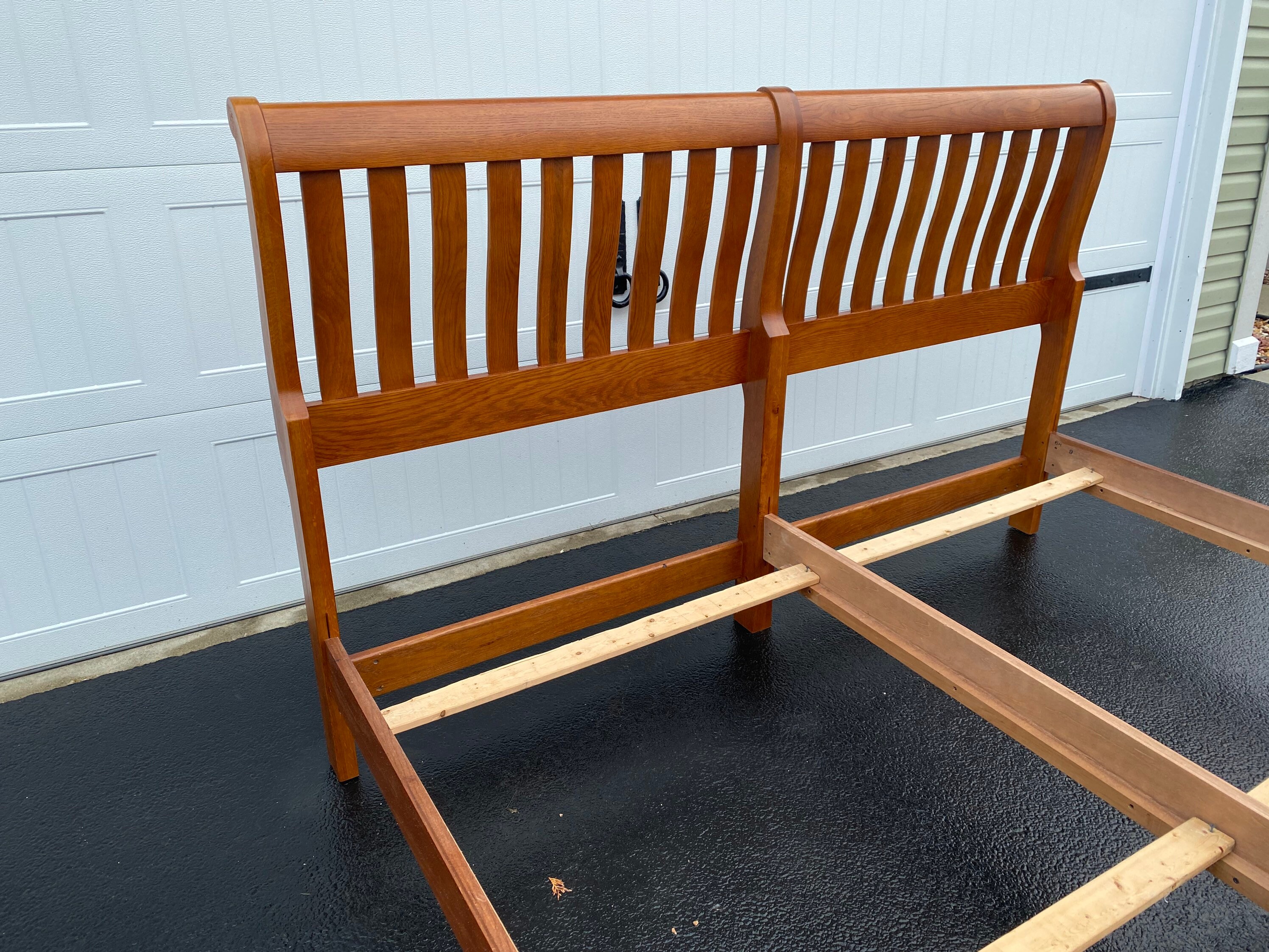 Keller Furniture Co. King Size Oak Mission Style Sleigh Bed Etsy