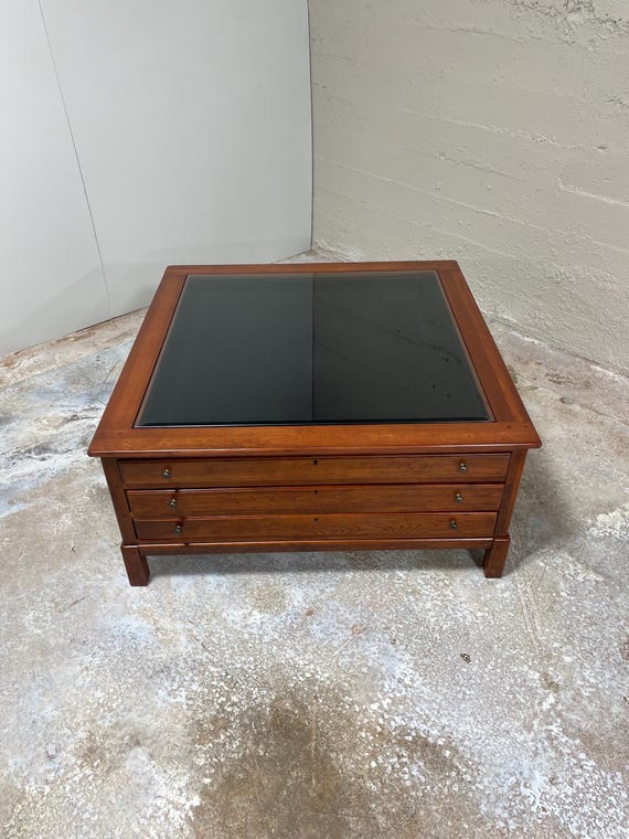 Bob Timberlake Lexington Solid Cherry Square Glass Top Coffee Table Etsy
