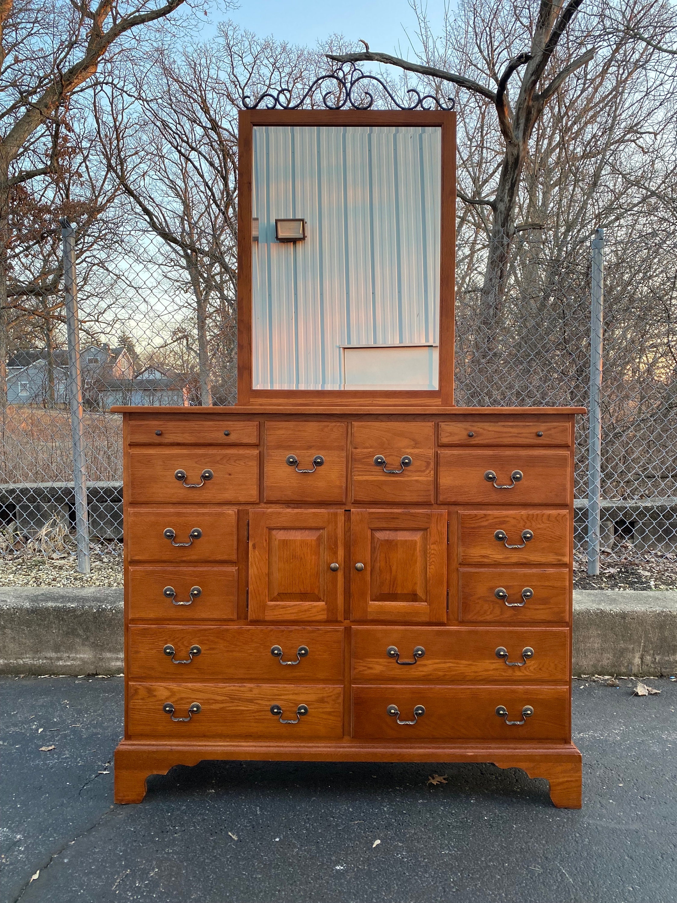 Keller Furniture Co. Solid Oak Dresser With Mirror Etsy