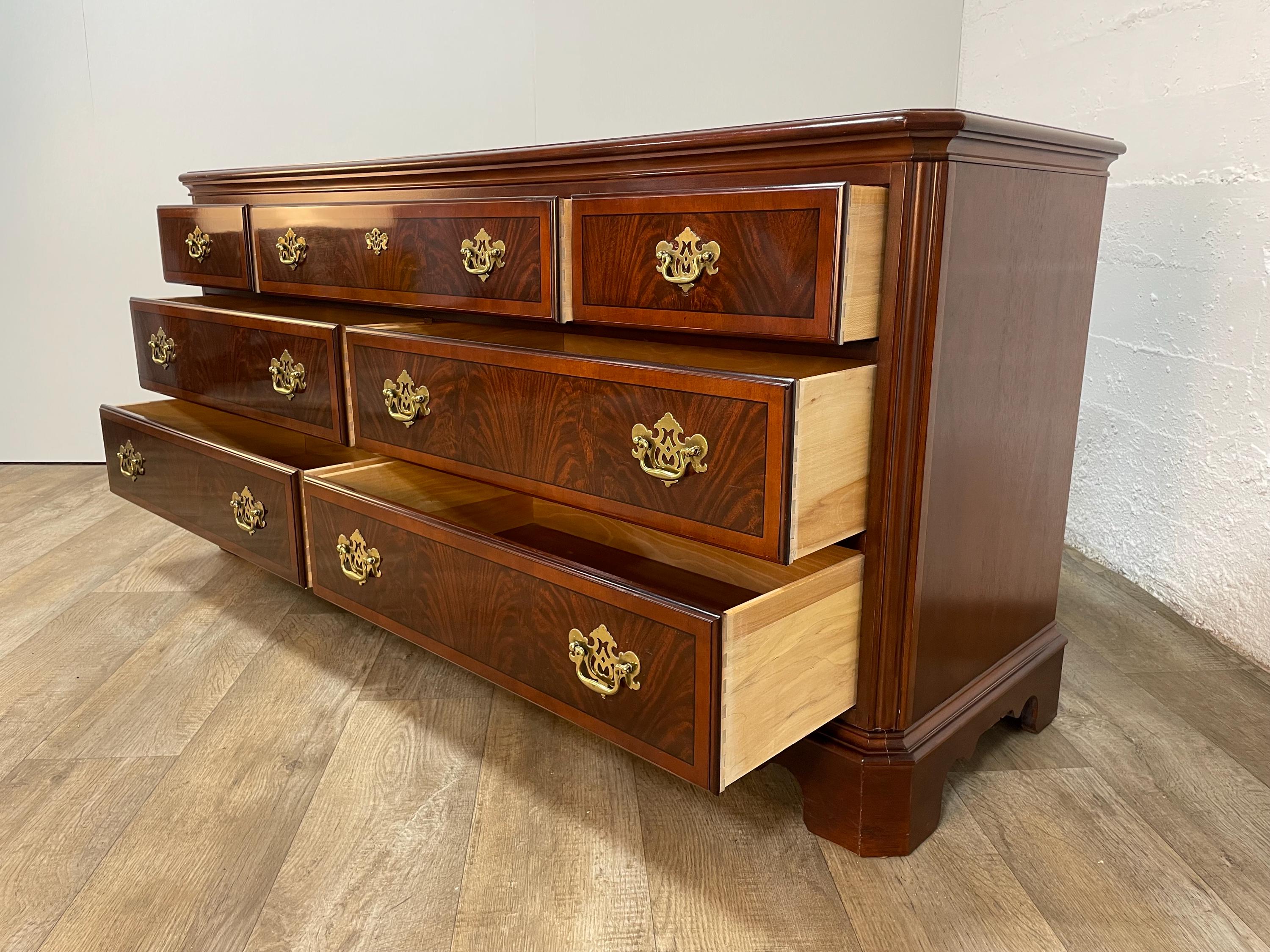 Drexel Chippendale Collection Cherry Flame Mahogany Dresser With