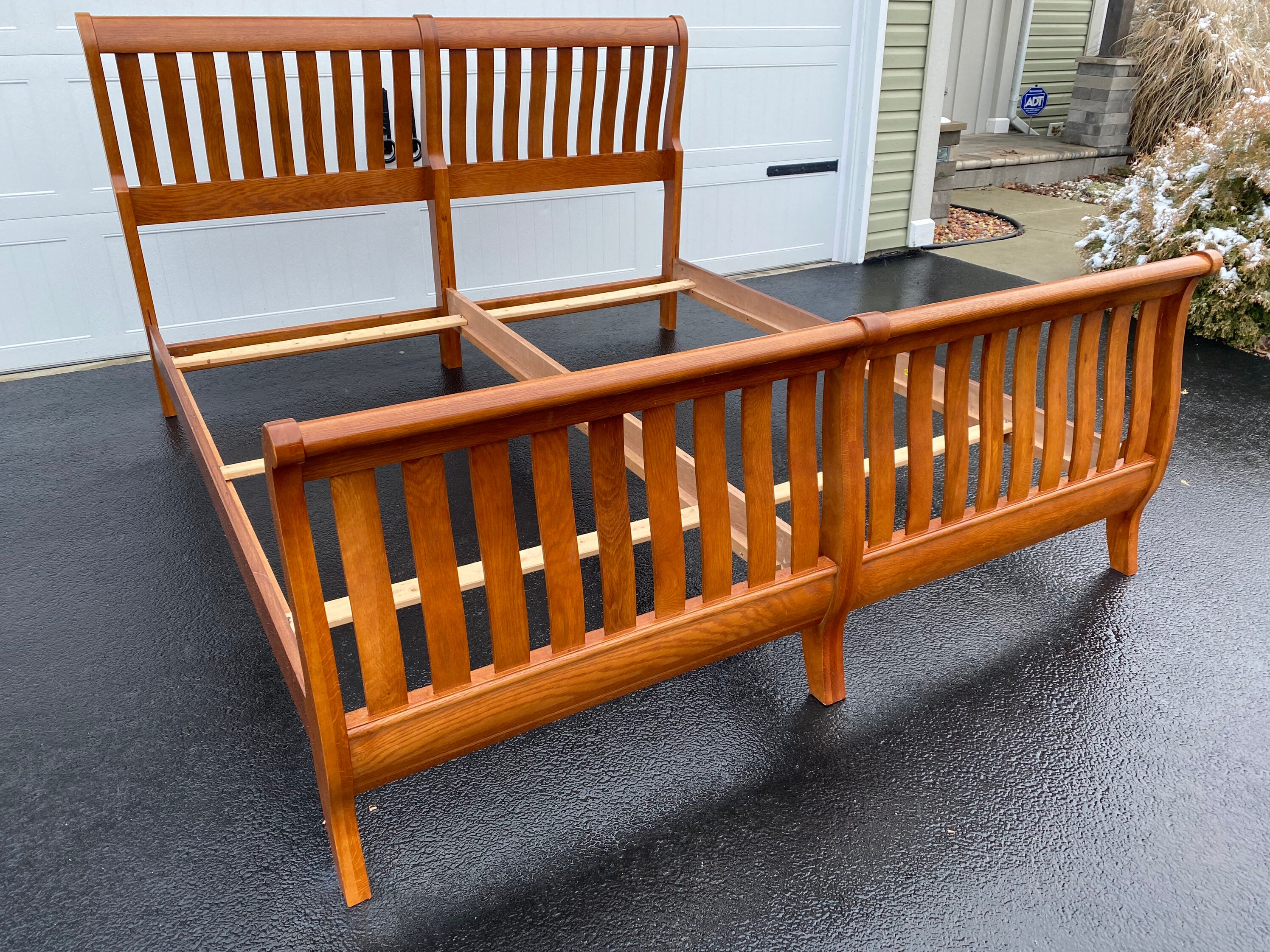 Keller Furniture Co. King Size Oak Mission Style Sleigh Bed Etsy