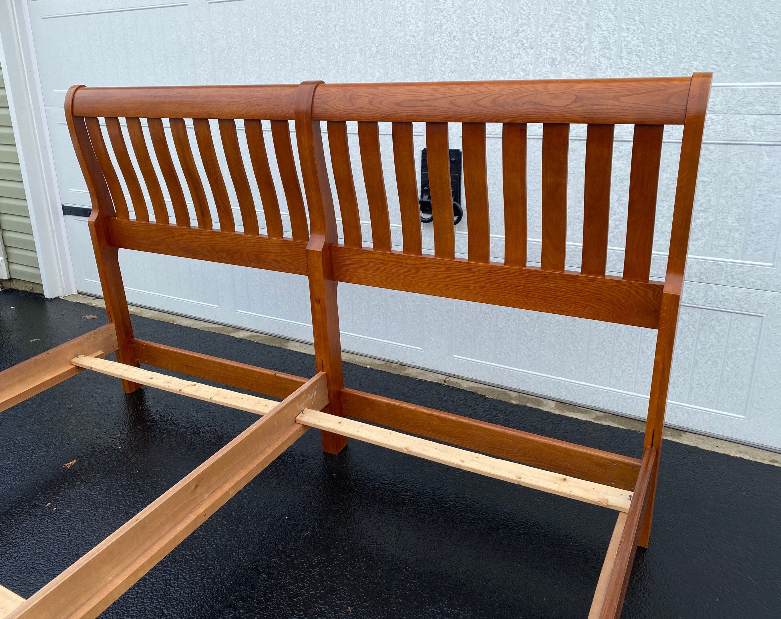 Keller Furniture Co. King Size Oak Mission Style Sleigh Bed Etsy