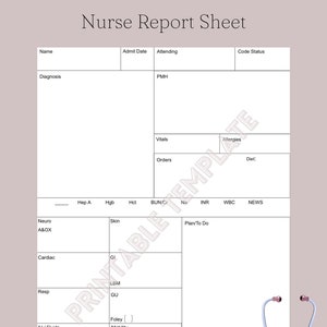 Nurse Report Sheet - Med/Surg