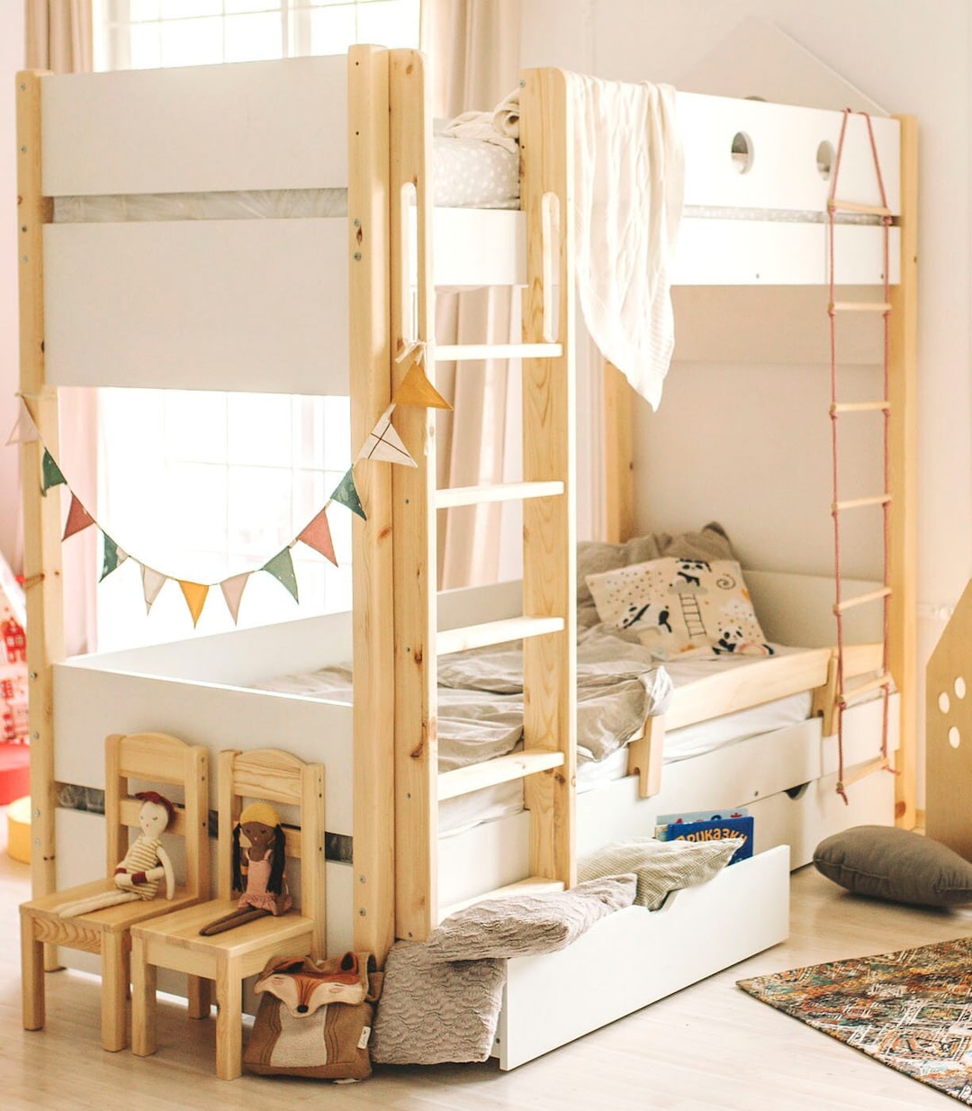 Children Double Bed Option to Divide the Beds Etsy