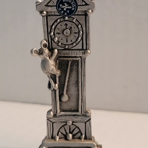 Hudson Pewter Clock Tower with Mouse - USA Made - 1982 Inscription