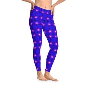 Glowing Red Stars, Stretchy yoga pants, Mid Waist Ankle Length Leggings, Wild psychedelic pattern, yoga leggings, comfy exercise leggings