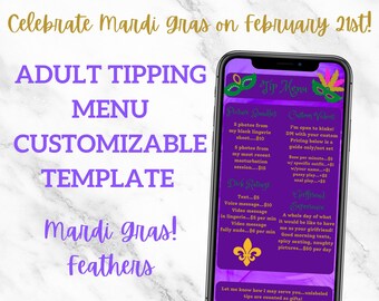 Onlyfans Tipping Menu Editable Template | Mardi Gras Onlyfans Menu, Canva Template, Adult Content Tip Menu, Fansly Twitch Honeydrip