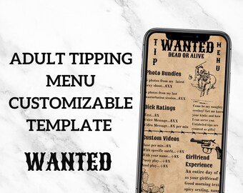 Onlyfans Tipping Menu Editable Template | Western Onlyfans Menu, Canva Template, Adult Content Tip Menu, Fansly Twitch Honeydrip
