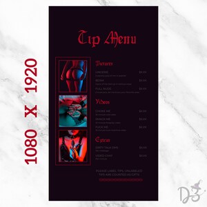 Onlyfans Tipping Menu Editable Template | Gothic Onlyfans Menu, Canva