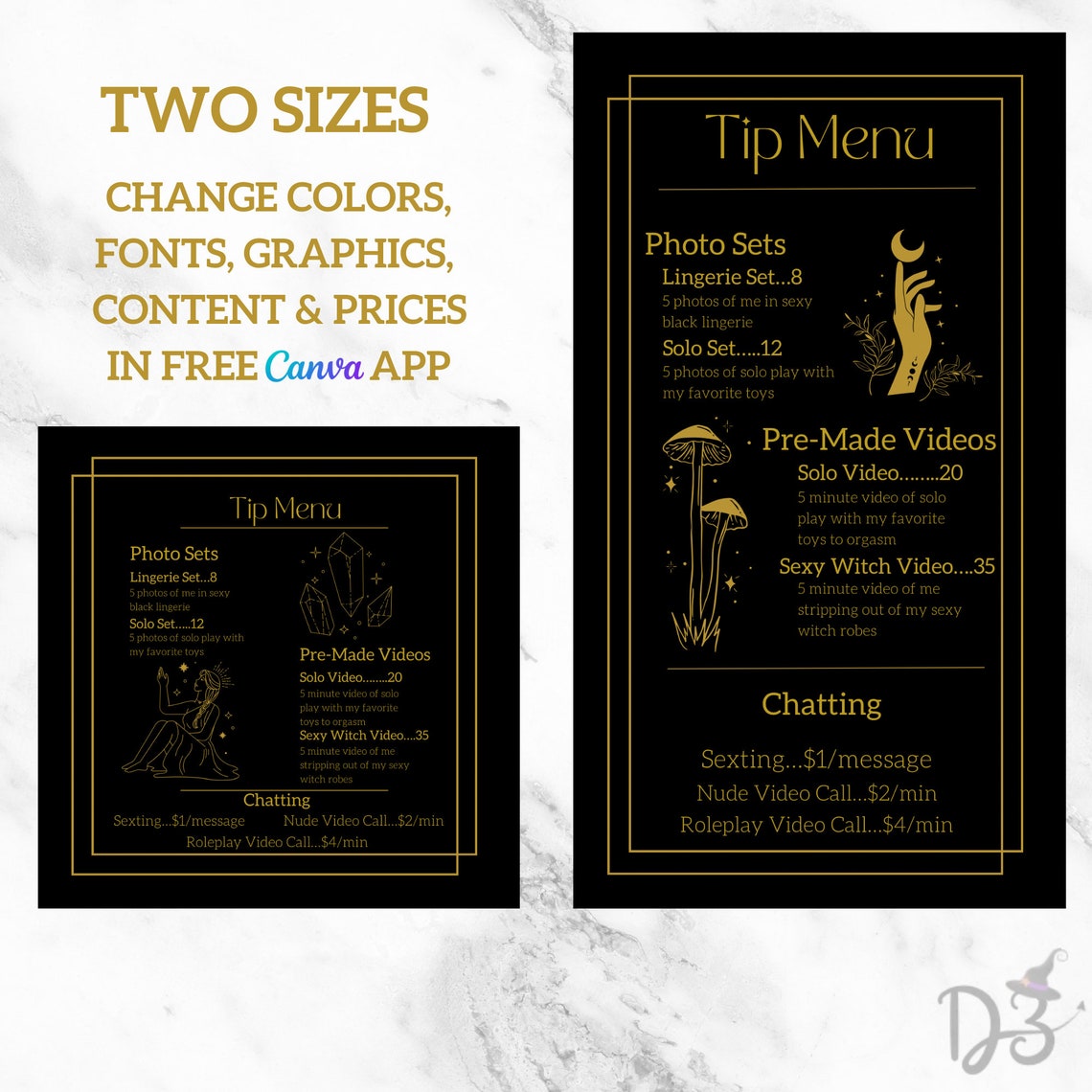 Onlyfans Tipping Menu Editable Template | Witchy Onlyfans Menu, Canva ...
