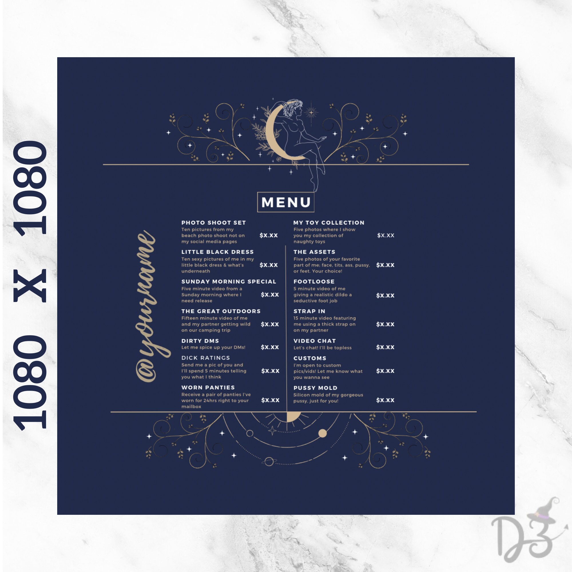 Onlyfans Tipping Menu Editable Template | Witchy Onlyfans Menu, Canva ...