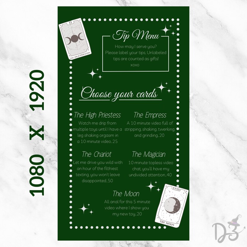 Onlyfans Tipping Menu Editable Template | Witchy Onlyfans Menu, Canva ...