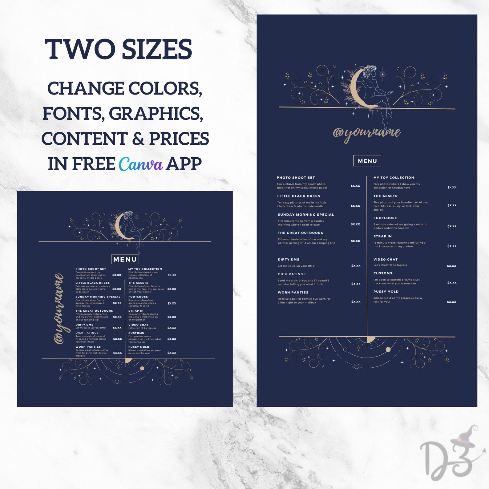 Onlyfans Tipping Menu Editable Template | Witchy Onlyfans Menu, Canva ...