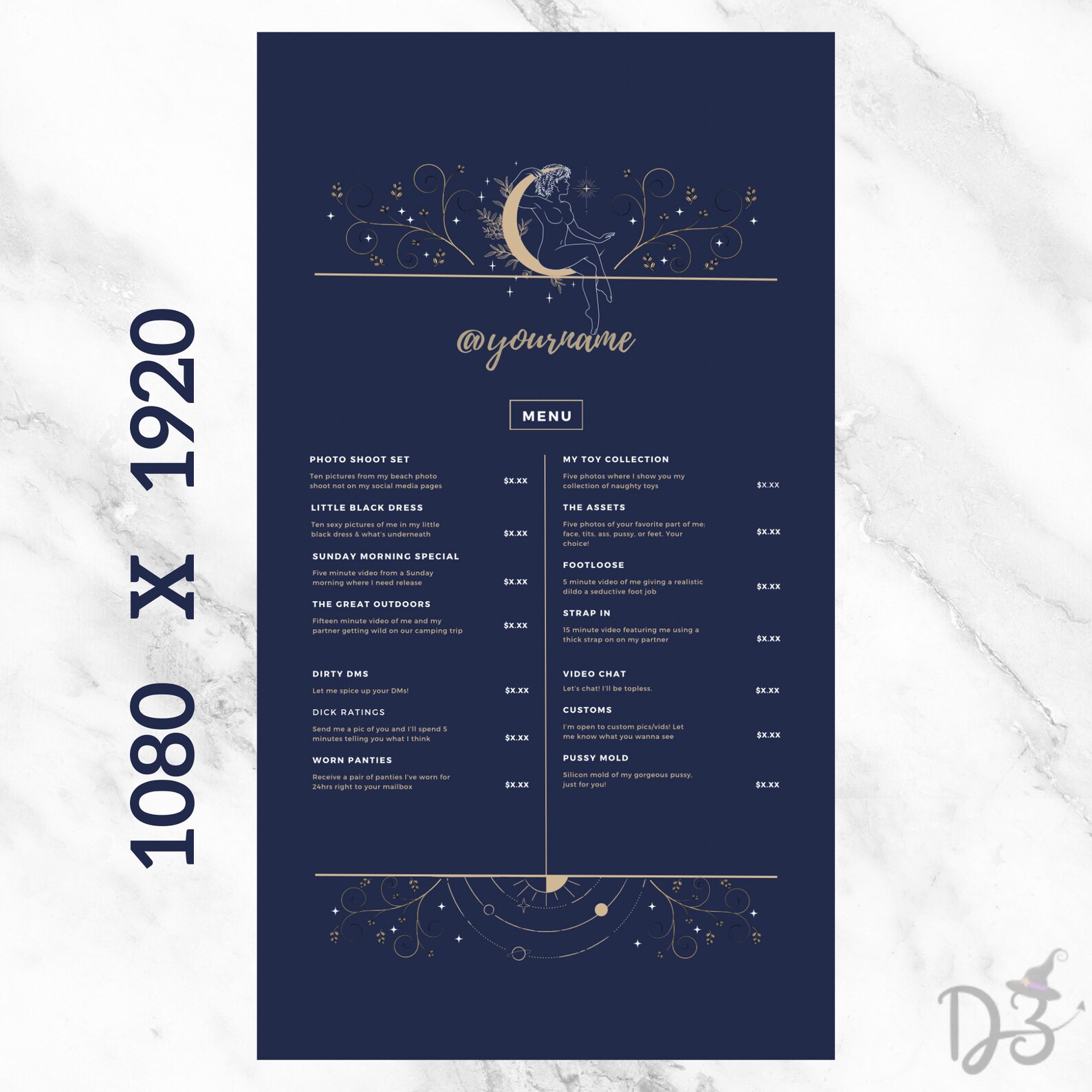 Onlyfans Tipping Menu Editable Template | Witchy Onlyfans Menu, Canva ...