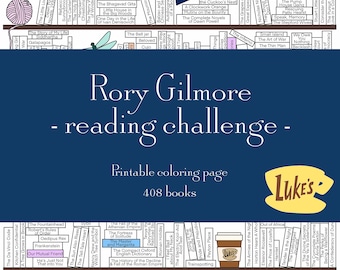 Rory Gilmore reading challenge printable colouring page