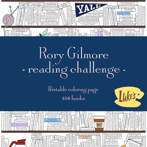 Rory Gilmore reading challenge printable colouring page