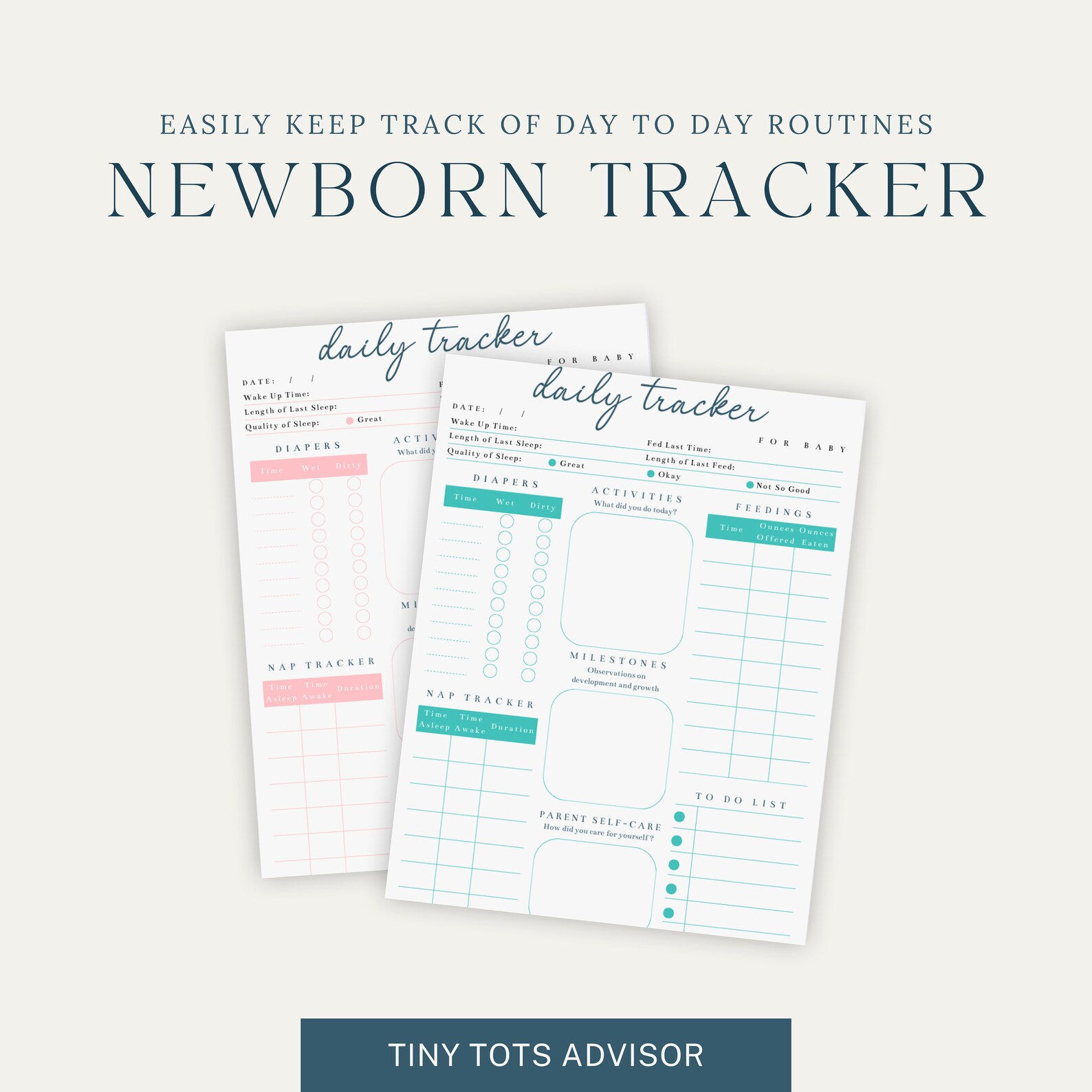 Digital Newborn Daily Tracker Printable Baby Care Log for New Parents ...
