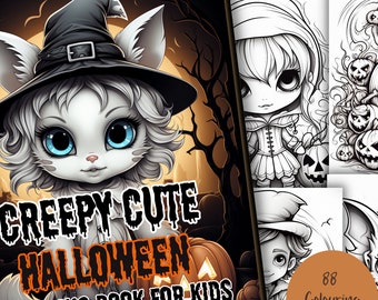 Creepy Halloween Coloring Book Pages | 88 Spooky Designs | Printable Halloween Coloring Pages | Digital Download