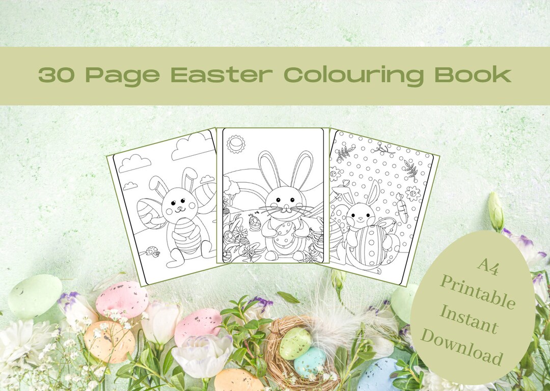 30 Printable Easter Colouring Pages, Easter Colouring Book, Kids
