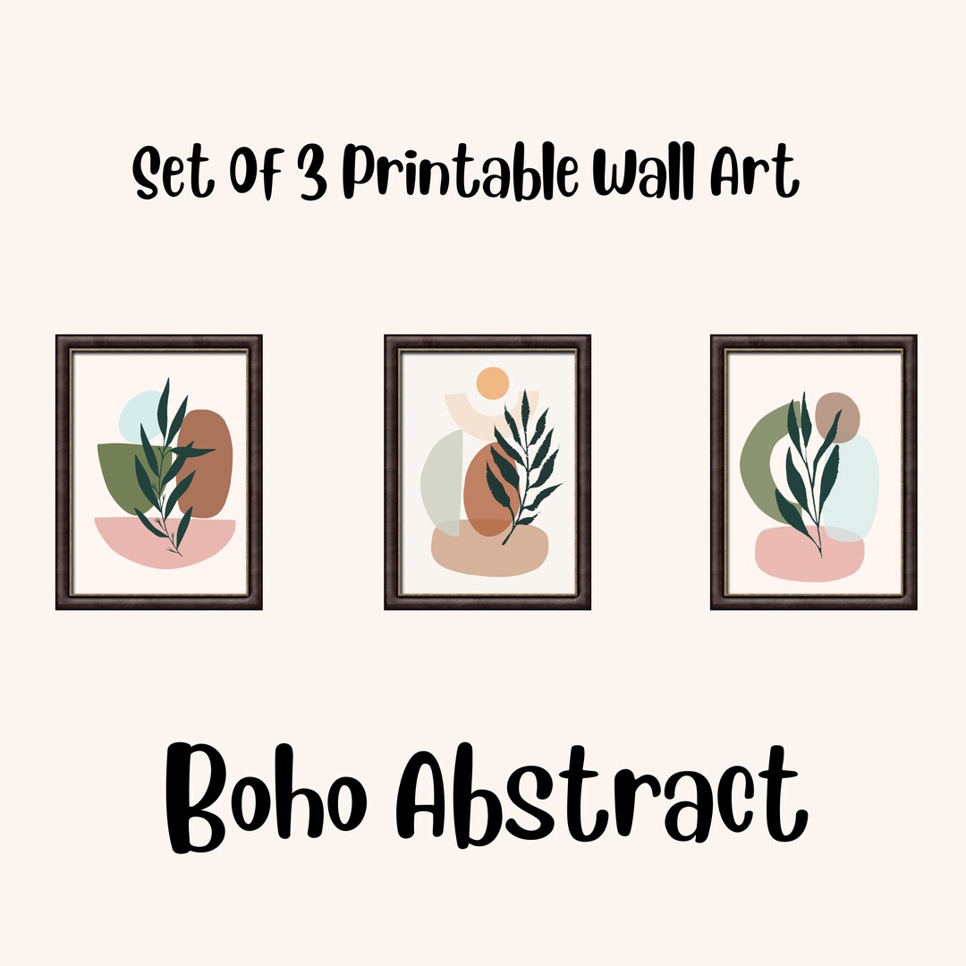Printable Boho Abstract Wall Art Prints Boho Wall Decor Set Etsy