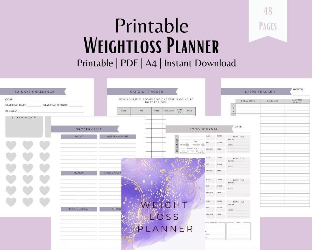 Printable Weight Loss Planner Printable PDF A4 Instant - Etsy