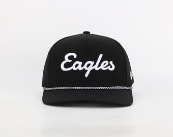 EAGLES Custom Performance Rope Hat Black With Black White Rope Etsy