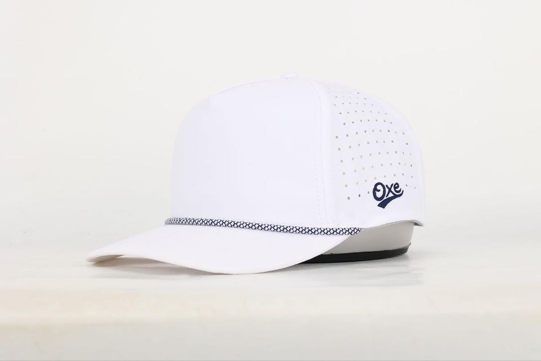 White (NAVY) Performance Rope Hat With Navy/white Rope [BLANK]