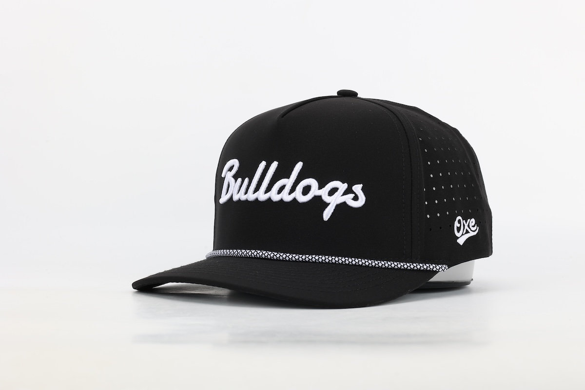 BULLDOGS Custom Performance Rope Hat - Black with black & white rope