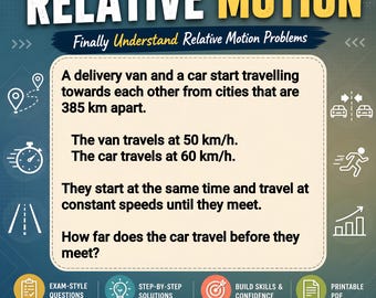 Relative Motion Word Problems with Worked Answers | Printable PDF