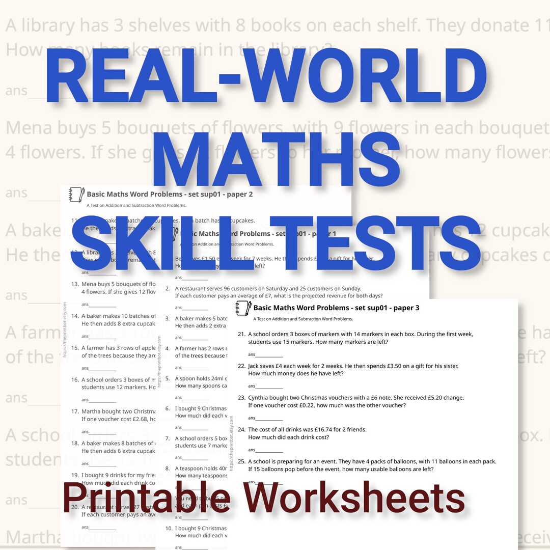 Real-world Math Word Problems | Printable Tests With Answers (PDF ...