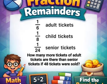 Fraction Remainders Maths Tests PDF, Word Problem Practice Worksheets KS2