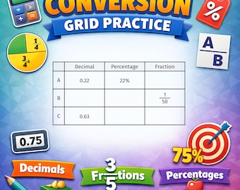 Printable Maths Worksheets Fractions Decimals Percentages Conversion Grids