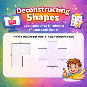 Testpakket oppervlakte en omtrek, pdf-oefening samengestelde vormen - sets 1-3