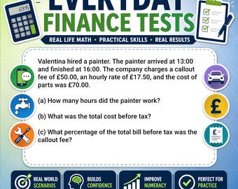 Everyday Finance Maths Tests PDF, Real World Problem Solving Practice