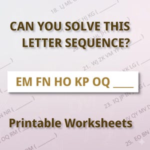 Letter Sequence Logic Puzzles – 90 Printable Cognitive Tests (PDF) - Sets 1-3