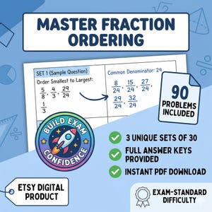 Schede di esercizi sull'ordinamento delle frazioni / Esercizi di matematica per la scuola media (download digitale) - Set 1-3