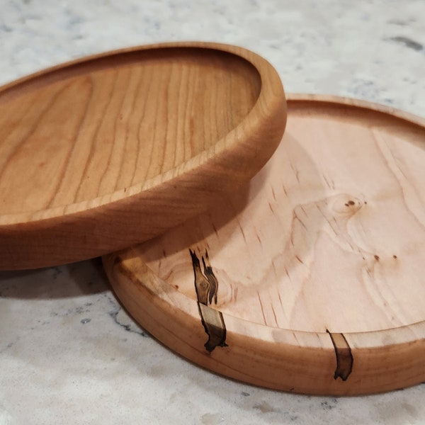 Cherry Trinket Tray | Ambrosia Trinket Tray | Jewelry Tray | Catch All | Candle Holder | Round Wooden Tray | Cherry Wood | Ambrosia Wood